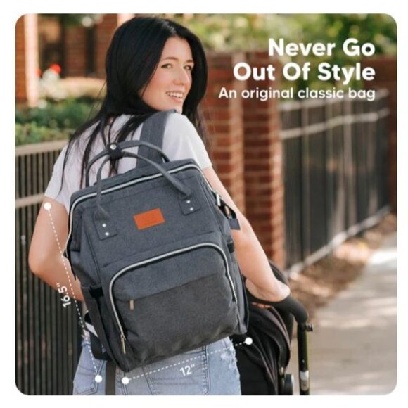 KeaBabies Original Diaper Bag Mystic Gray Large Capacity & Multi-Functional - Picture 9 of 11